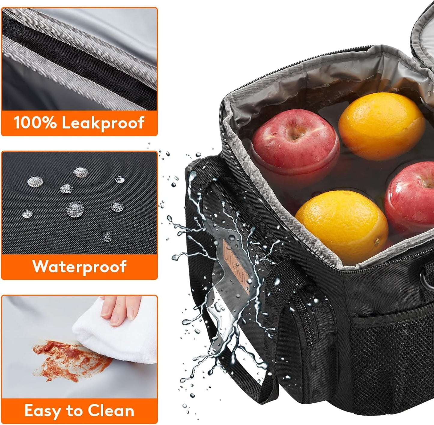 Insulated Lunch Bag - 8.5L Capacity, 12-Can Soft Cooler Tote for Adults - Black