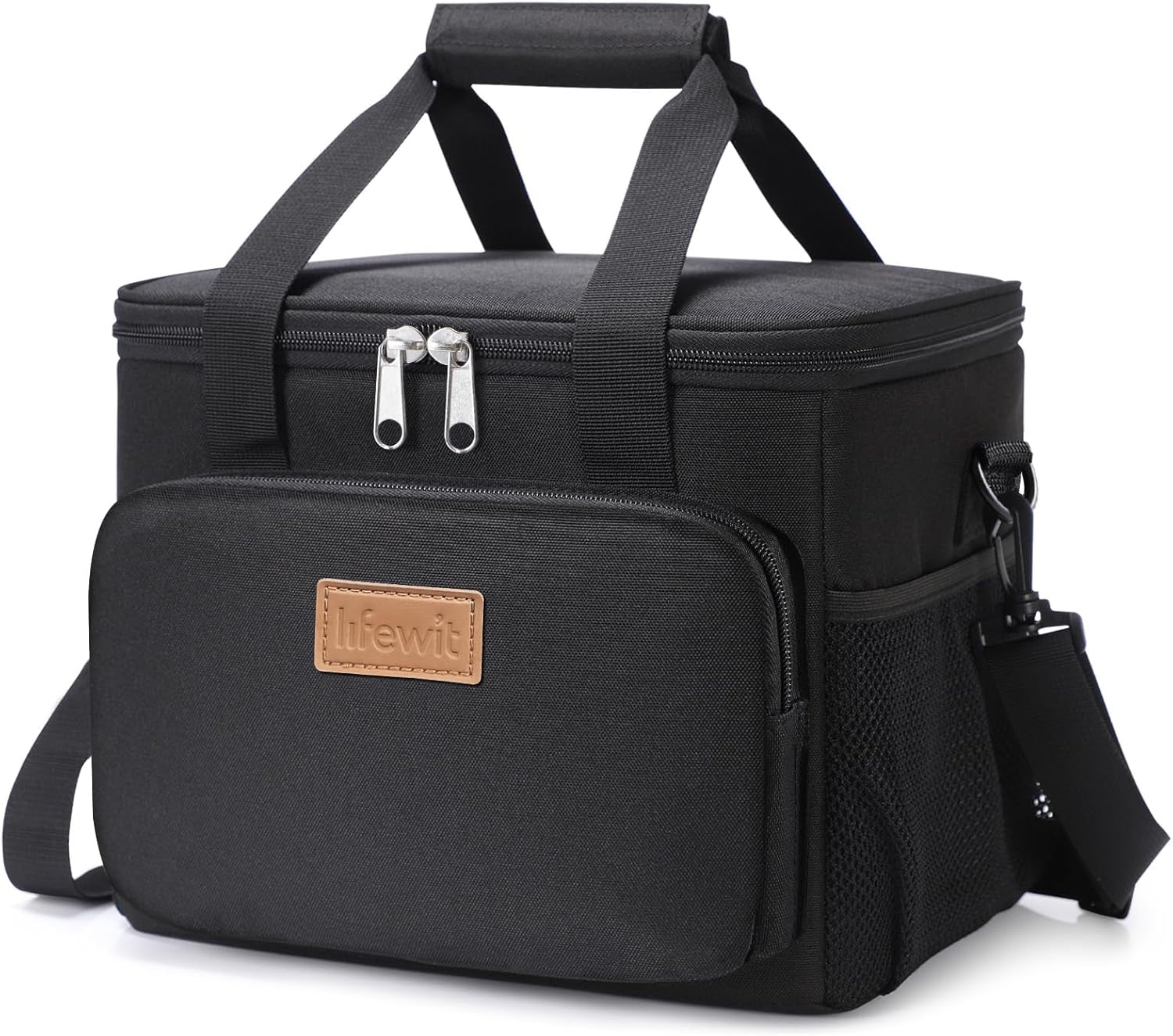 Insulated Lunch Bag - 8.5L Capacity, 12-Can Soft Cooler Tote for Adults - Black